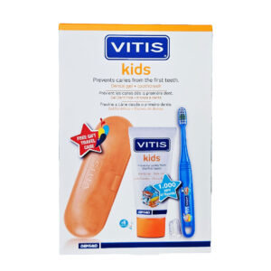 Комплект Vitis Kids DENTAID Комплект Vitis Kids Паста за зъби 50ml + Четка за зъби+ Кутийка за път